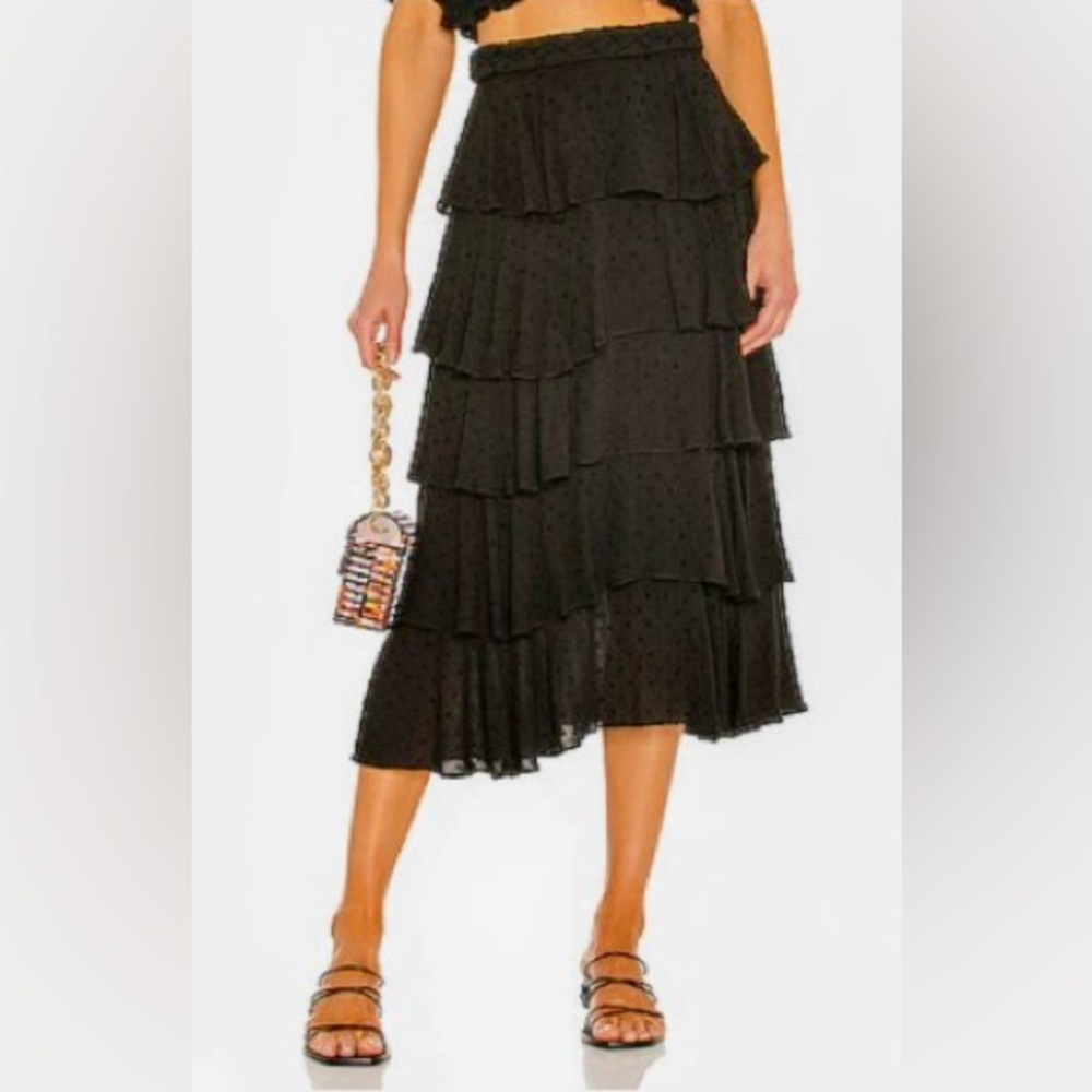 NWT MAJORELLE Black 5-Tiered Midi Skirt - XL